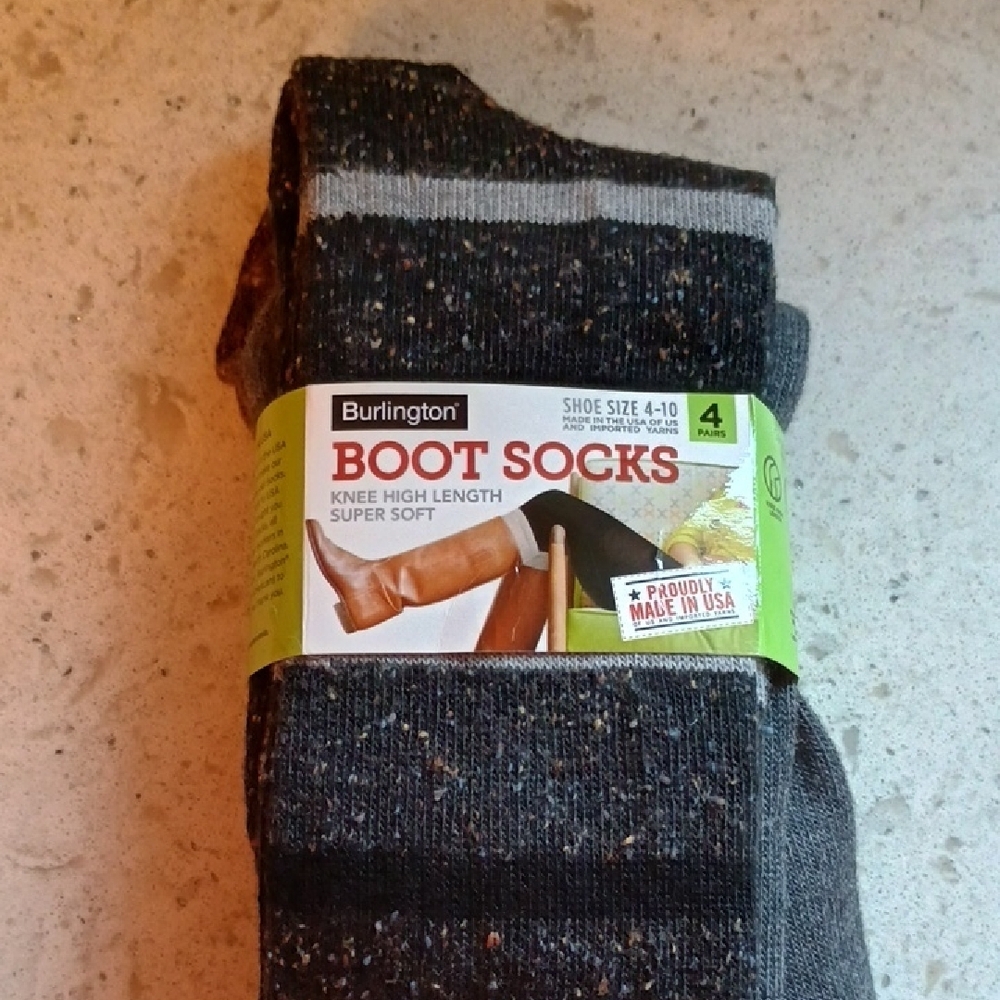 Woman's Burlington Boot Socks Knee High Length 3 Pack,NOT 4 As Tag Shows. S 4-10